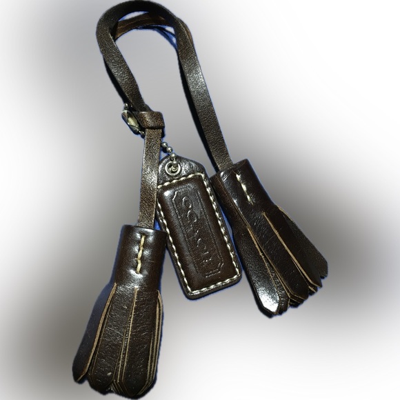 COACH LEATHER TASSELS KEYFOB BAG CHARM KEYCHAIN HANGTAG - Picture 2 of 4
